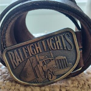 Vintage Raleigh Lights  Genuine Leather Western Belt Brass Buckle